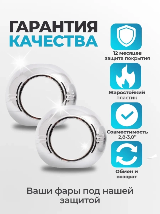 BI-LED maska, linzalar uchun 2.5/3 dyuym maskalar, xrom ABS plastik fara bledlari, 2 dona