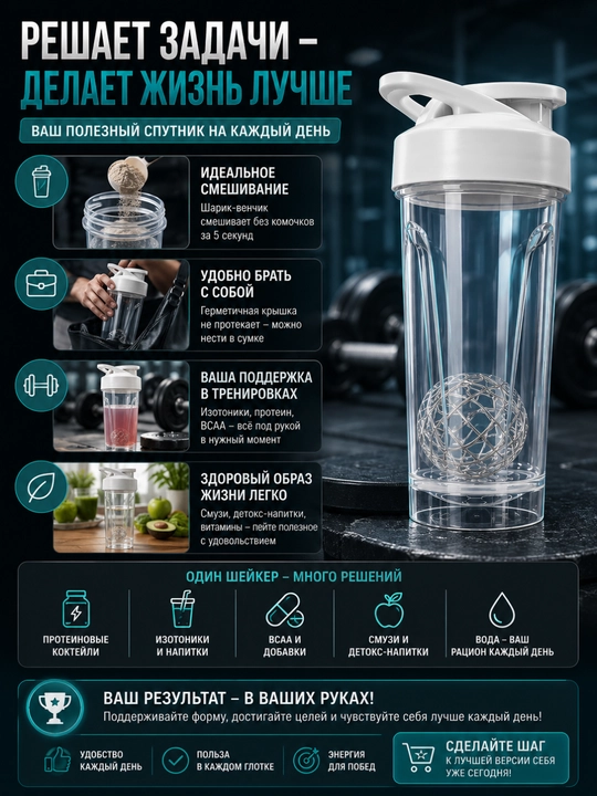Sport sheykeri, protein uchun sheyker, sport shishasi, 600 ml