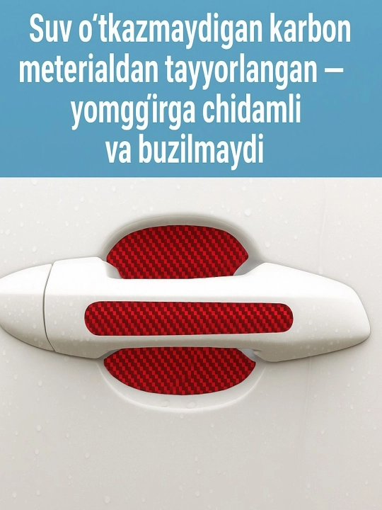 Avtomobil eshik tutqichi uchun himoya stikerlari, 8 dona — karbon/shaffof, universal