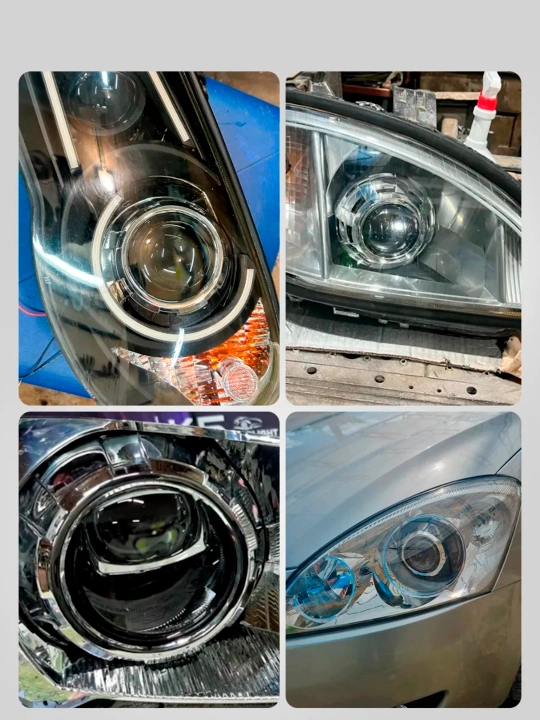 BI-LED maska, linzalar uchun 2.5/3 dyuym maskalar, xrom ABS plastik fara bledlari, 2 dona