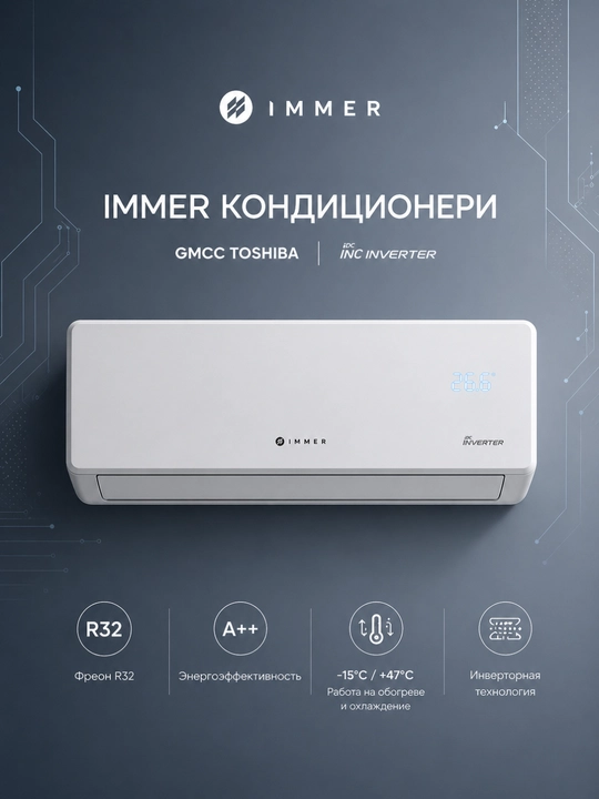 Кондиционер IMMER 12 TREND, TURBO, AIR, PURE, FRENZIO Inverter + TEN - 