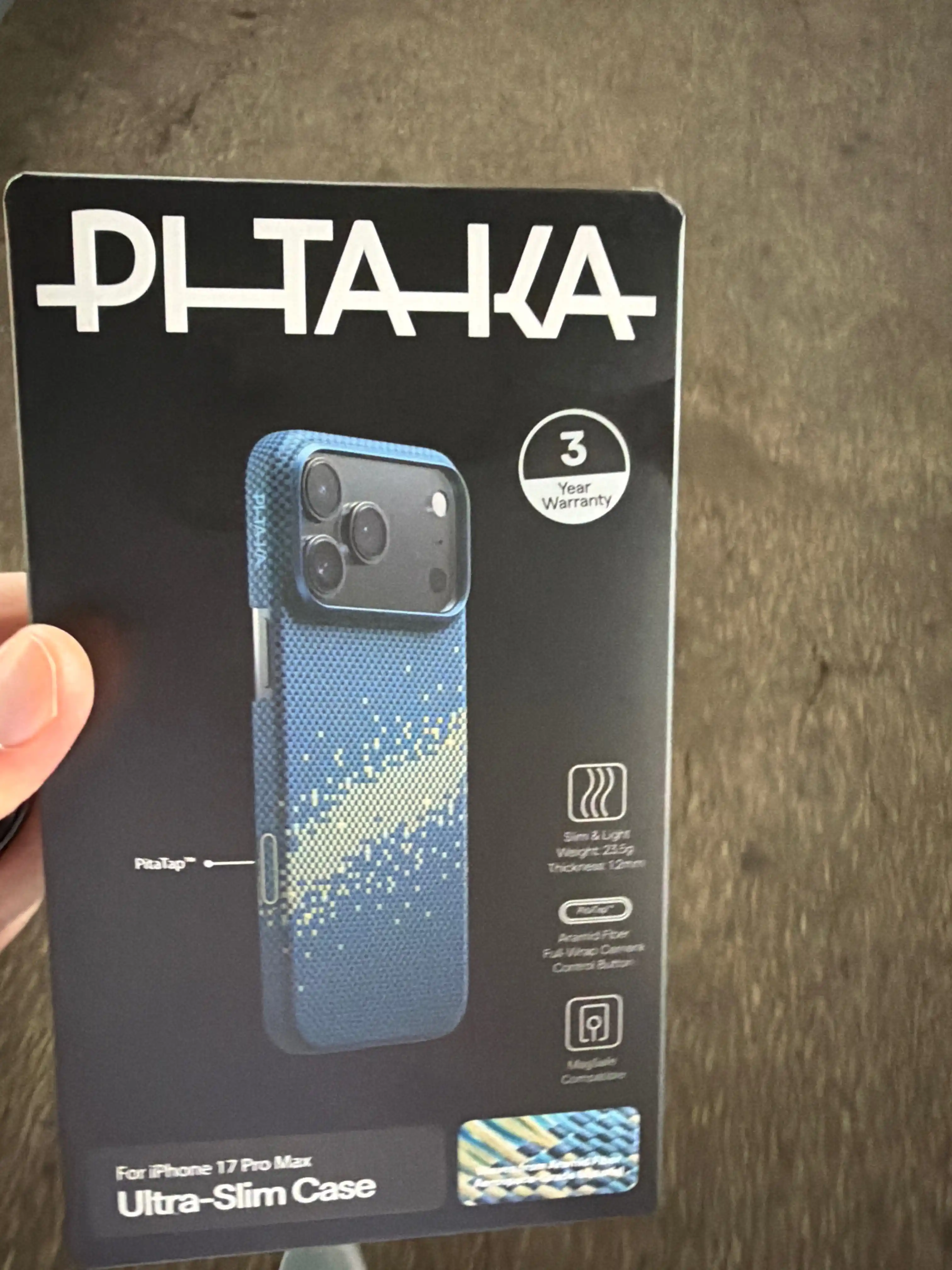 Chexol Pitaka Iphone 17 Pro, Pro Max, Magsafe bilan, ultra yupqa, o'ta mustahkam kevlardan