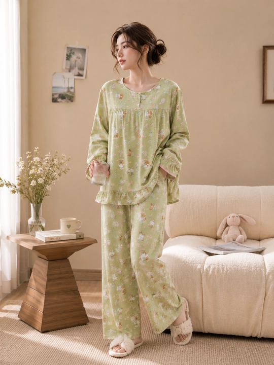 Ayollar uchun pijama to‘plami, yengil va nafas oladigan uy kiyimi, keng fason