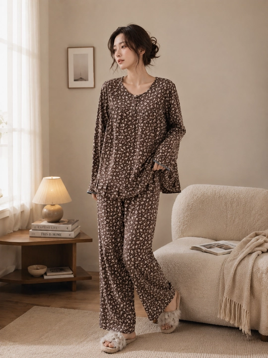 Ayollar uchun pijama to‘plami, yengil va nafas oladigan uy kiyimi, keng fason