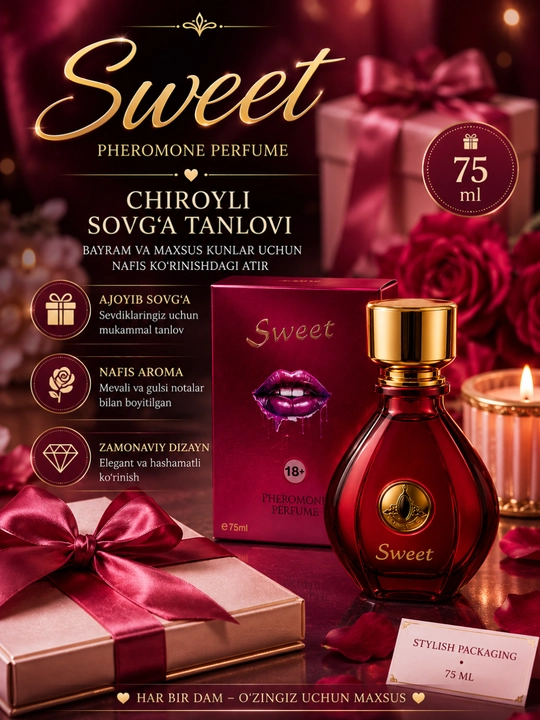 Ayollar va Erkaklar uchun Yoqimli Aroma Atiri — 75 ml