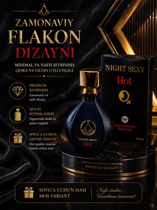 Ayollar va Erkaklar uchun Yoqimli Aroma Atiri — 75 ml