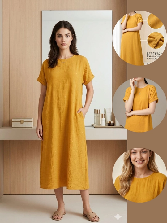 Летнее женское платье, 100% хлопок, сингапурская ткань, с карманами, oversize