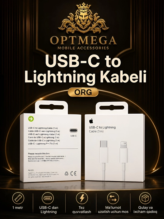 IPhone uchun Type-C to Lightning kabel, iPhone X, 11, 12, 13, 14 uchun zaryadlovchi kabel