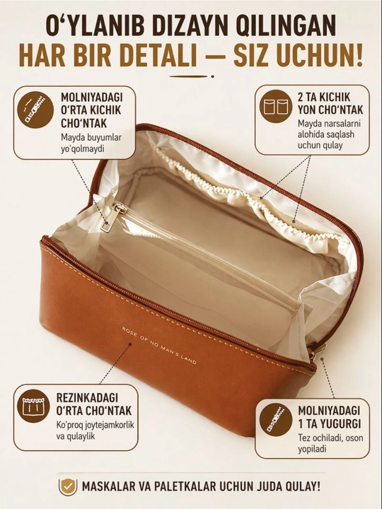 Kosmetik sumkasi, kosmetika uchun organayzer, 4 ta rang