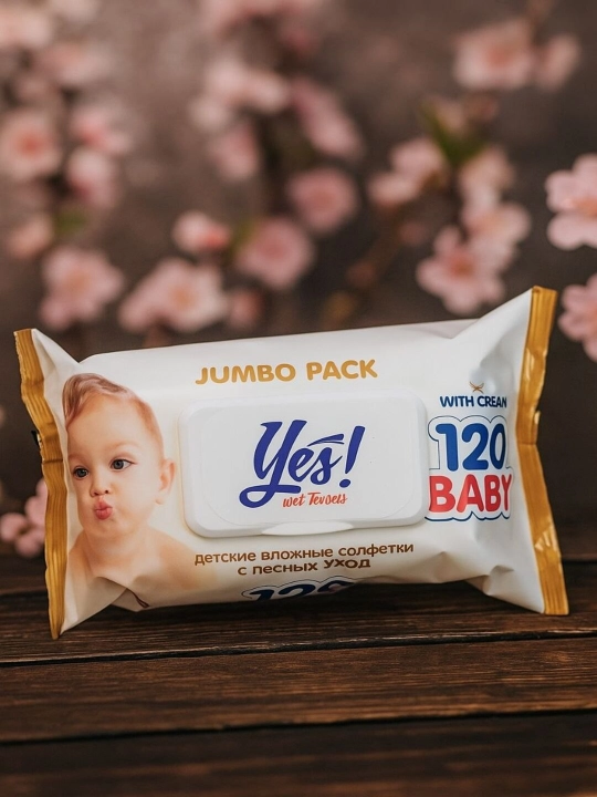 Nam salfetkalar Yes baby, 120 dona