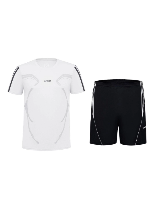 Erkaklar uchun premium sport futbolka va shortik komplekti - 