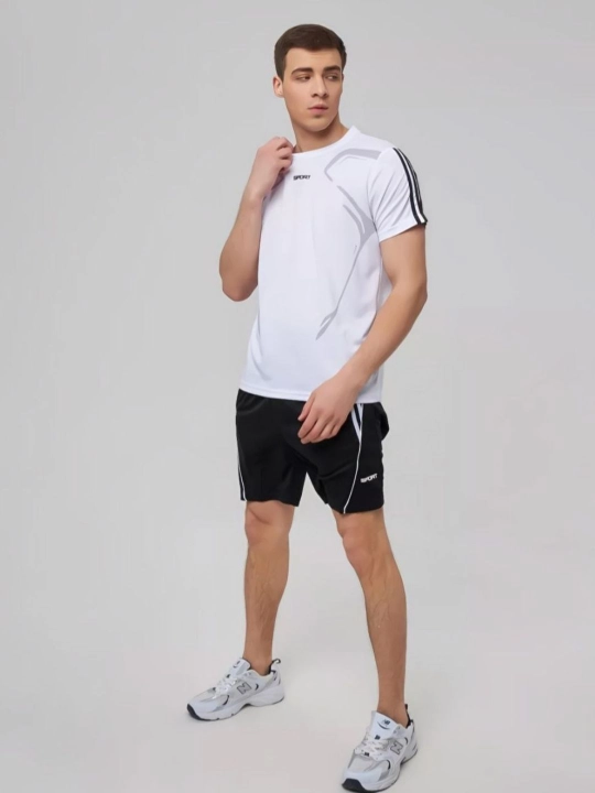 Erkaklar uchun premium sport futbolka va shortik komplekti