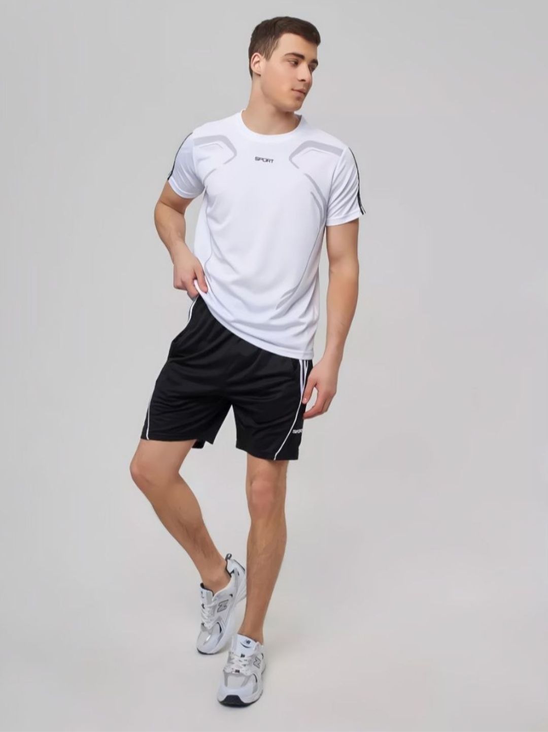 Erkaklar uchun premium sport futbolka va shortik komplekti