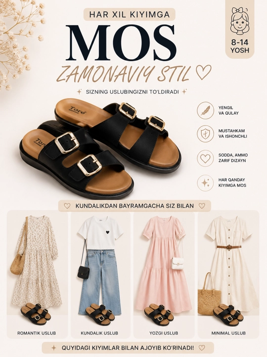 Qizlar uchun zamonaviy тапочка, yozgi sandal, kundalik qulay oyoq kiyim - 