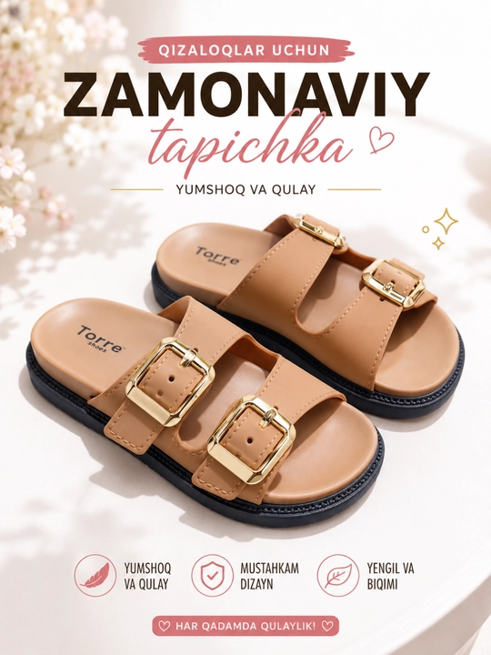 Qizlar uchun zamonaviy тапочка, yozgi sandal, kundalik qulay oyoq kiyim - 