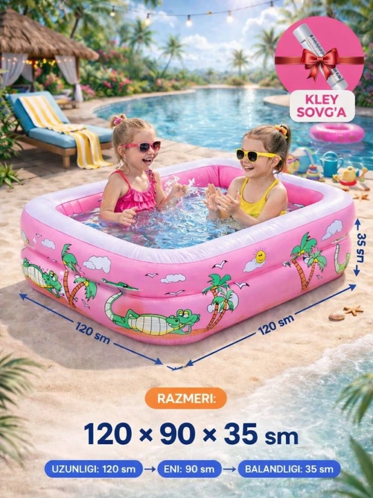 Bolalar uchun shishirma basseyn 120×90×35 sm - 