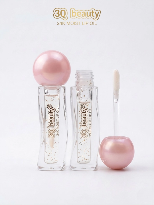 Увлажняющее масло для губ 3Q Beauty 24K, прозрачный блеск с золотистыми частицами