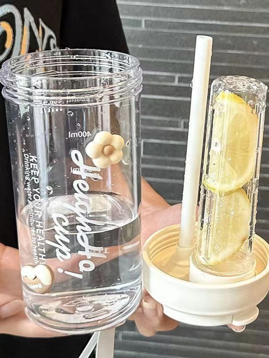 Бутылка для воды с трубочкой, современная бутылка "Принцесса" с сеточкой для фруктов,580мл