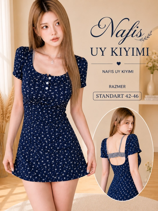 Ayollar uy kiyimi, mini ko‘ylak, penyuar - 