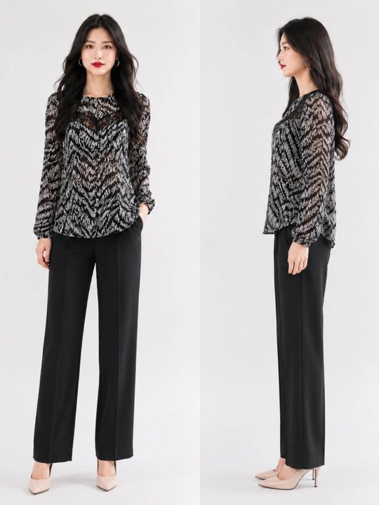 Forever 21 ayollar uchun yarim shaffof bluzka, ajur detal va milliy print bilan