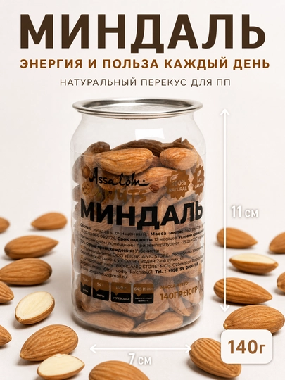 Миндаль очищенный, 140 гр — BISTORE-МИНДАЛЬ