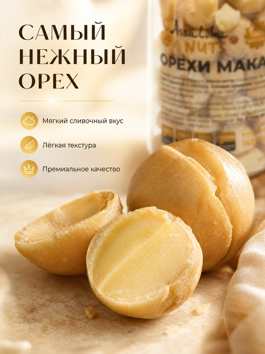 Орехи макадамия очищенные, 140 гр
