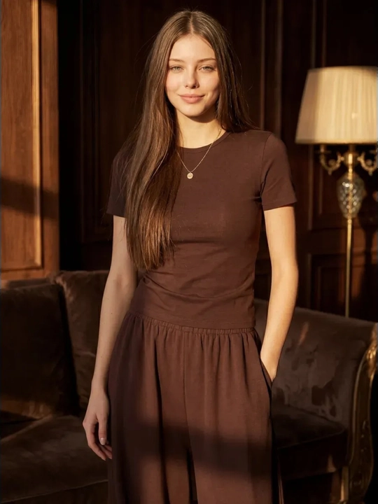 Женский костюм двойка Lounge футболка и брюки палаццо One Size - 