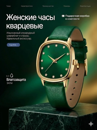Женские часы с кожаным ремешком