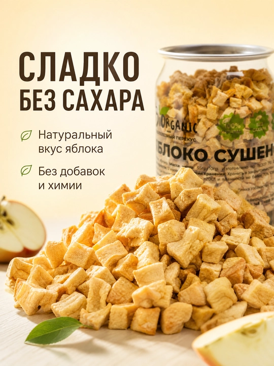 Яблоко сушёное в кубиках, 55 гр