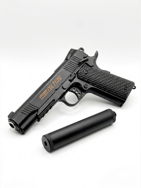 Пневматический пистолет Airsoft Gun C.10A+ с глушителем, 6мм