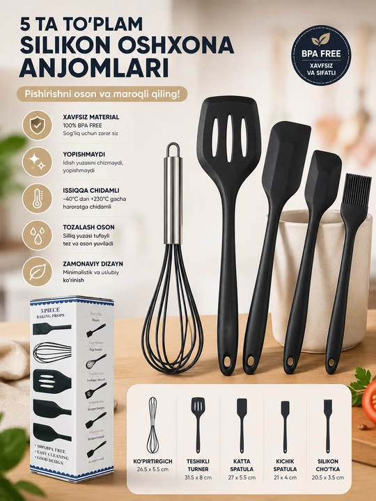 Oshxona anjomlari to‘plami 5 dona - 