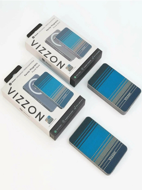 VIZZON “Kevlar Magnetic” tashqi akkumulyatori, tezkor zaryadlash, sig‘imi 5/10 000 mA/soat