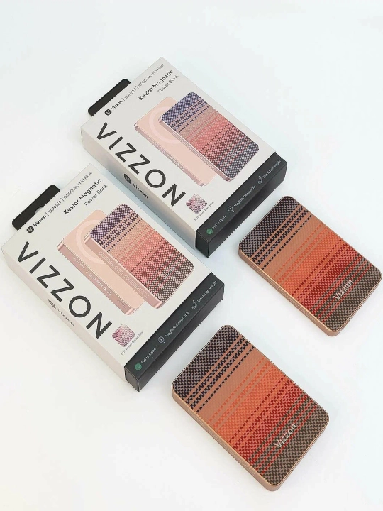 Внешний аккумулятор VIZZON Kevlar Magnetic",быстрая зарядка, емкость 10 000 мА/ч, 5000 мА/ч  - 