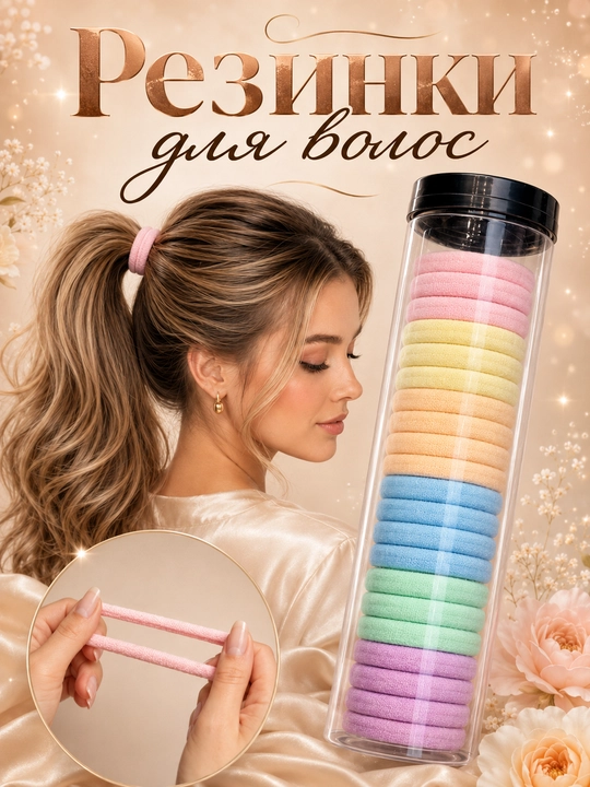 Rangli soch rezinkalar to‘plami tubusda 20 ta (maxsus plastik idishda)
