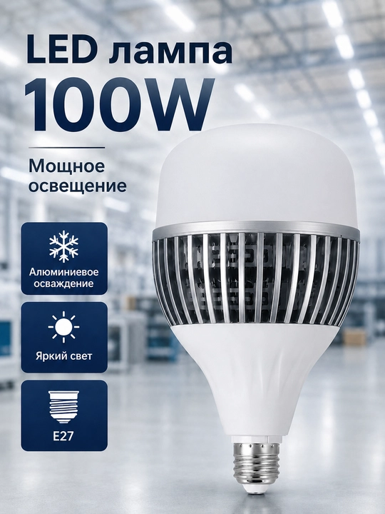 LED lampa 100W E27 alyuminiy sovitish yorqin miltillashsiz katta xona Osma LED lyustra E27 - 