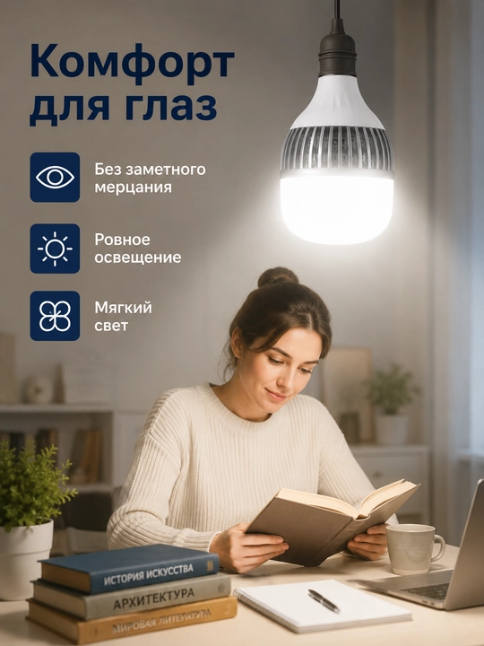 LED лампа 100W E27 с алюминиевым охлаждением яркая без мерцания Подвесная LED люстра E27