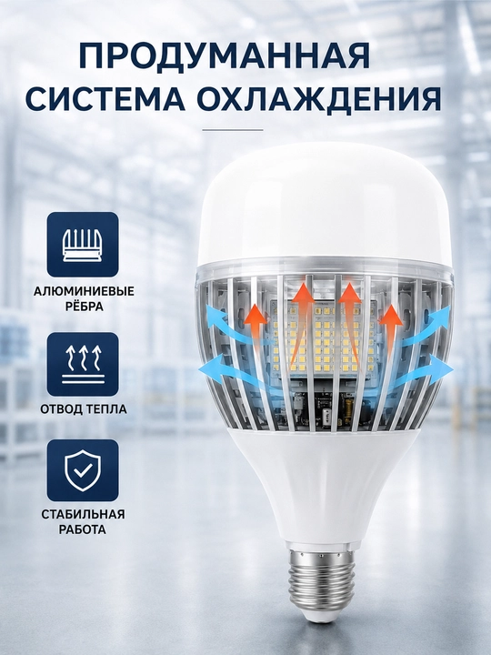 LED лампа 100W E27 с алюминиевым охлаждением яркая без мерцания Подвесная LED люстра E27