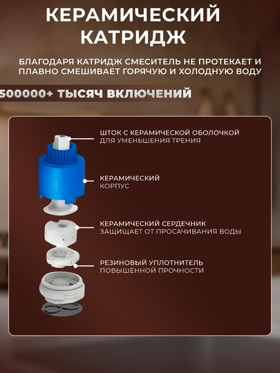 Смеситель для кухни с гибким изливом,однорычажный BIGMAX, 360 градусов + 2 шланга по 40 см