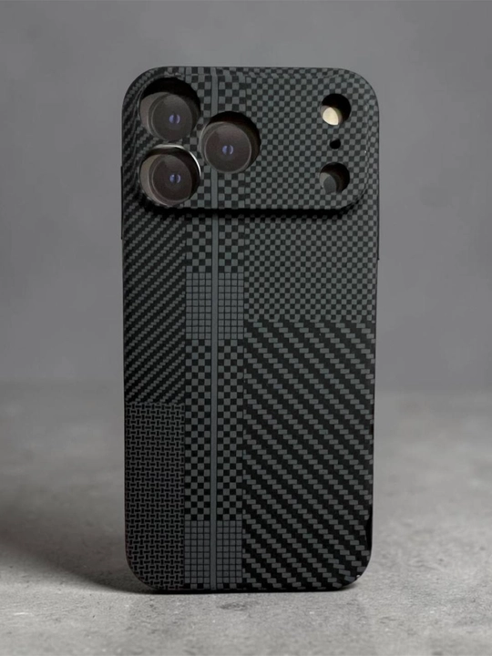 Karbon dizaynli iPhone g‘ilof – zarbaga chidamli va himoyali Case, 12-17 Pro, Pro Max - 