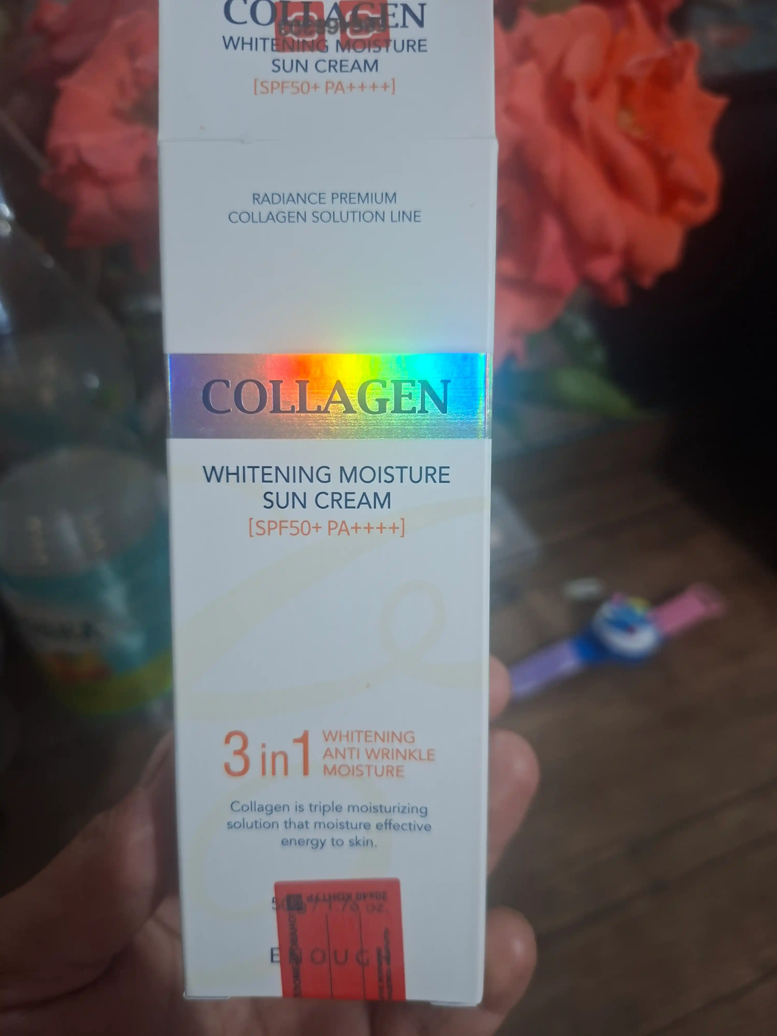 Quyoshdan himoya kremi Enough 3 in 1 Whitening Sun Cream SPF50/PA+ kollagen bilan, 50 ml