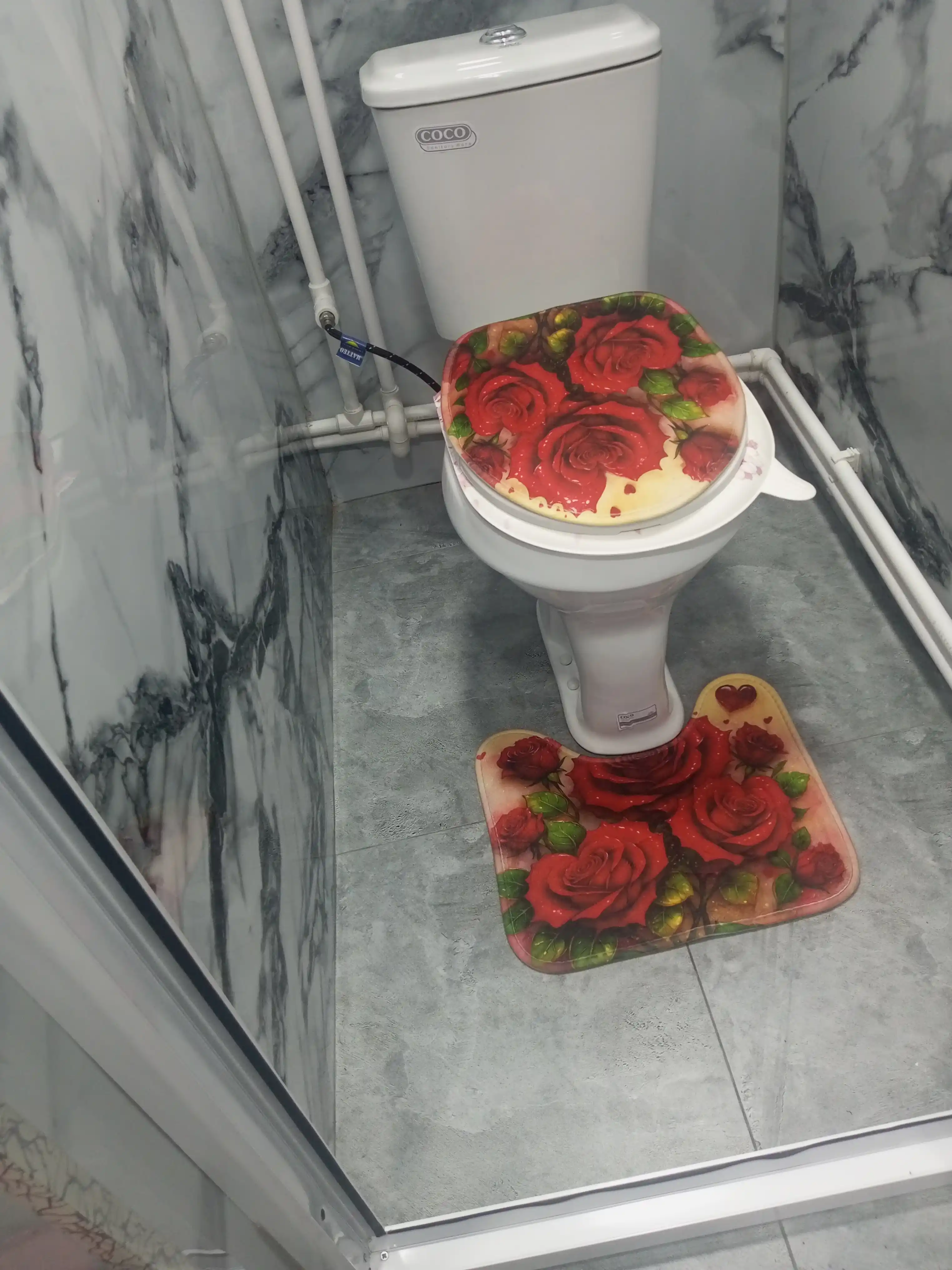 Штора и коврики 3D, для ванной комнаты и туалета, набор 4 в 1, нескользящие, комплект