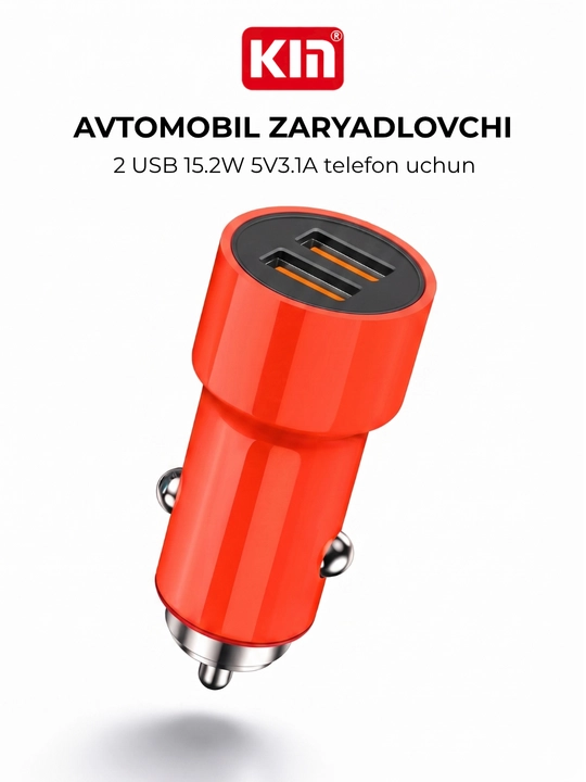 Avto zaryadlovchi KIN KC16 2 USB 15.2W 5V/3.1A tez quvvatlovchi telefon uchun - 