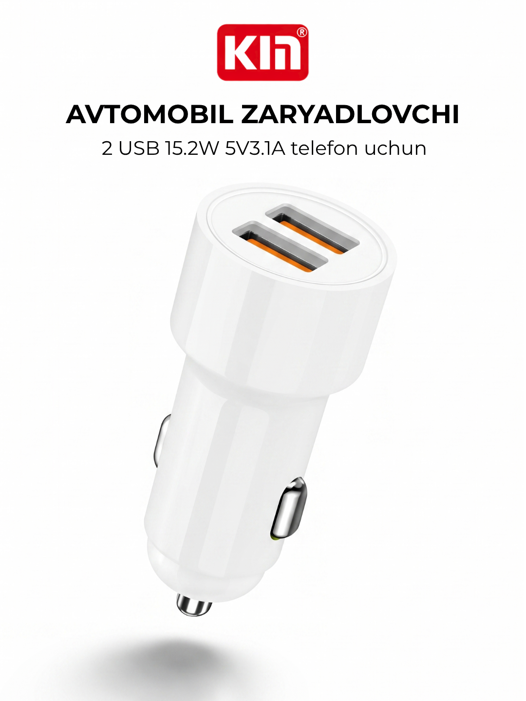 Avto zaryadlovchi KIN KC16 2 USB 15.2W 5V/3.1A tez quvvatlovchi telefon uchun - 