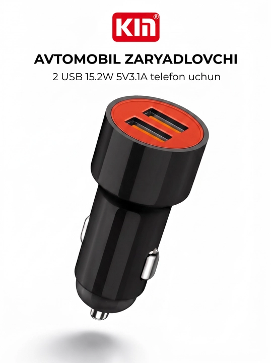 Avto zaryadlovchi KIN KC16 2 USB 15.2W 5V/3.1A tez quvvatlovchi telefon uchun - 