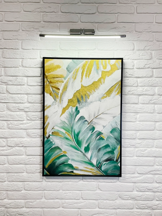 Devorga Osiladigan Kartina, Qo‘l Ishi, 60x90 «Oltindagi Tropik Barglar»