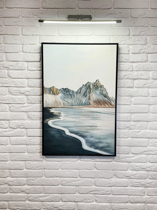 Devorga osiladigan kartina, qo‘l ishi, 60x90 «Tog‘lar Va Ko‘l Ko‘zgusi»
