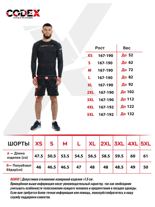 Codex Archetype erkaklar komplekti: MMA, BJJ va grepling uchun rashgard + shorti