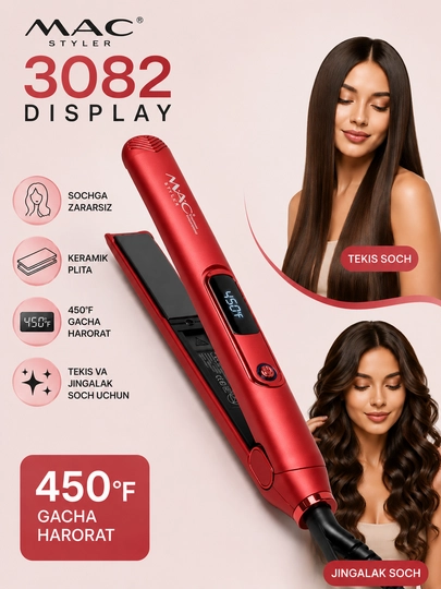 Профессиональный выпрямитель для волос MAC Styler MC-3082 со светодиодным дисплеем — MACUZBE-MAC3082-КРАСН