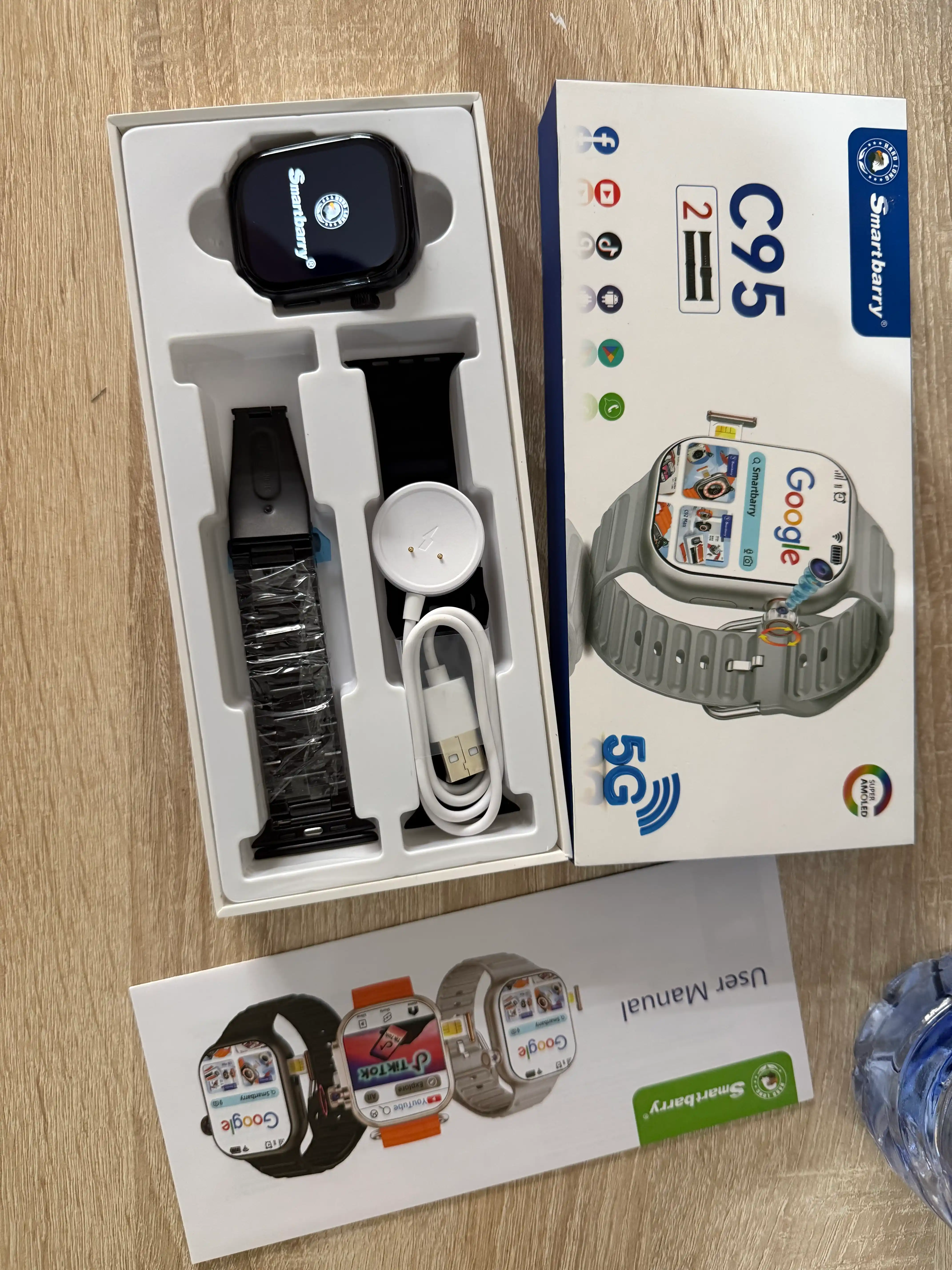 Умные часы C96 с HD-камерой, SIM-картой, Wi-Fi, GPS, экран 2.2", 2 ремешка