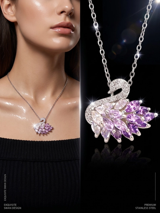 Ayollar zanjiri - oqqush shaklidagi marjon, SWAROVSKI kristallari bilan bezatilgan